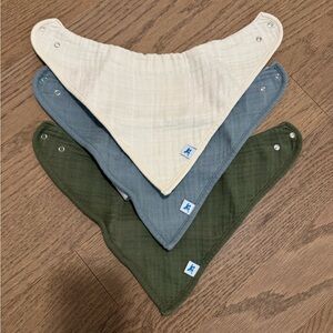 Stylish Bandana Bib Set - Cream, Blue, and Green